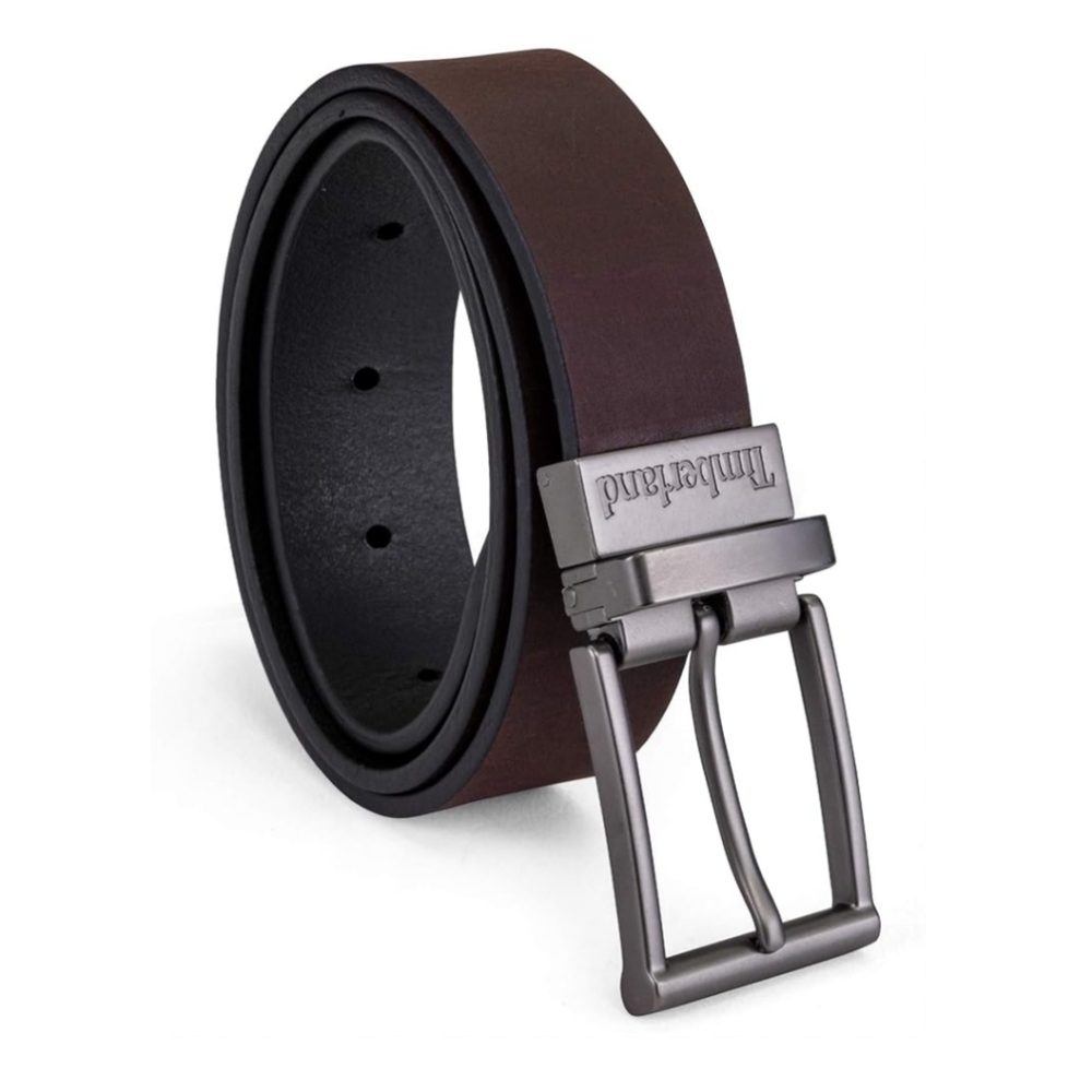 Timberland Boys' 1" Wide Reversible Brown Black Leather Belt, Sz M (26"-28")